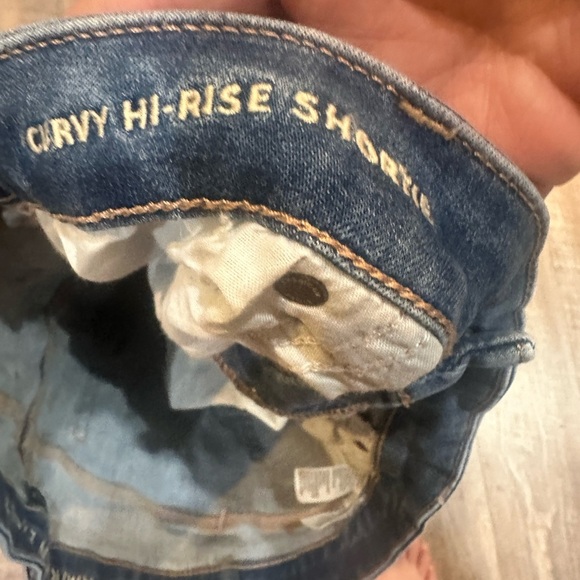 American Eagle Outfitters Women's Distressed Blue Jean Shorts button fly - Picture 5 of 8